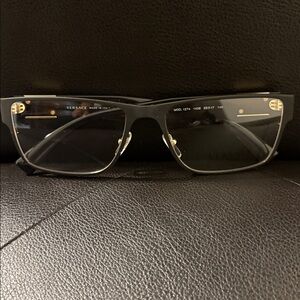 Versace Black and Gold Men’s Rectangular Glasses